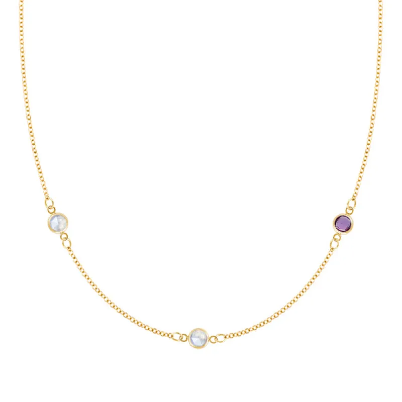 Personalized Classic 3 Birthstone Necklace in 14k Gold sold by Haverhill
