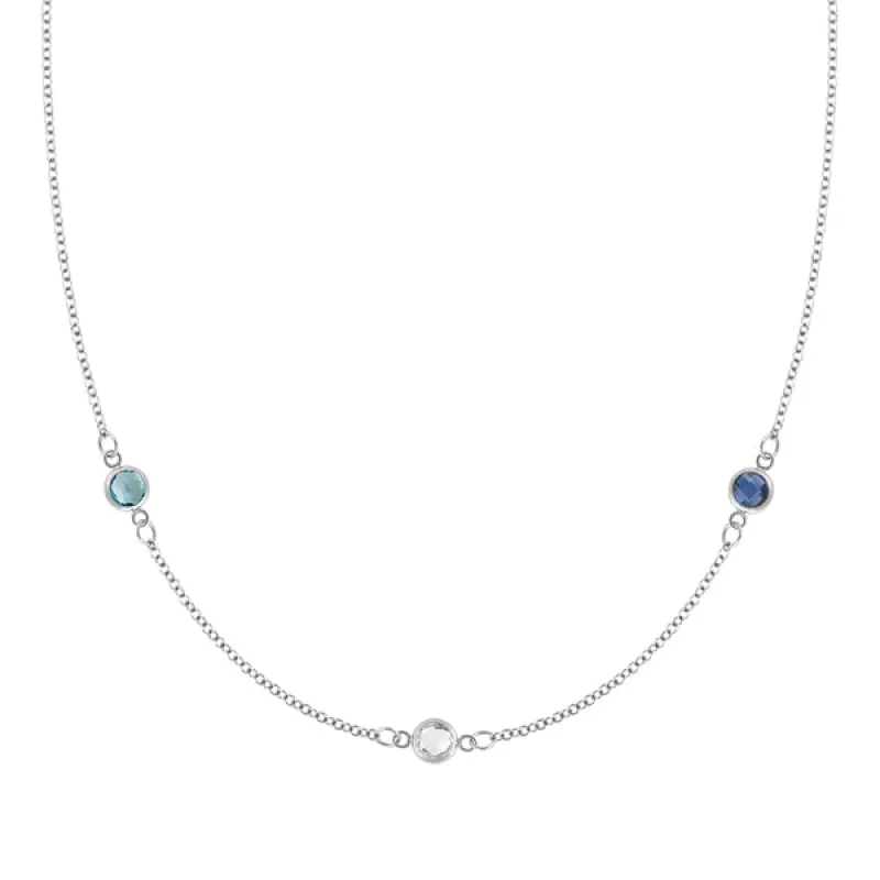 Personalized Classic 3 Birthstone Necklace in 14k Gold sold by Haverhill