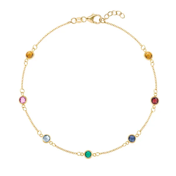 Personalized Classic 7 Birthstone Bracelet in 14k Gold sold by Haverhill