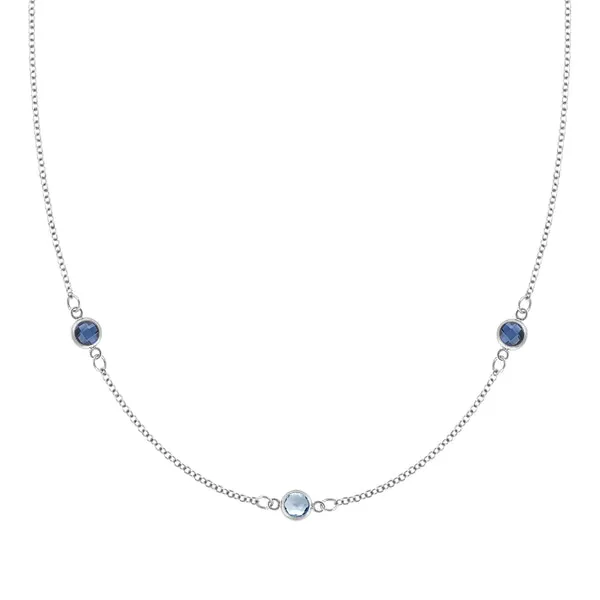 Personalized Classic 3 Birthstone Necklace in 14k Gold sold by Haverhill