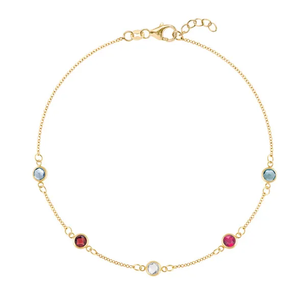 Personalized Classic 5 Birthstone Bracelet in 14k Gold sold by Haverhill