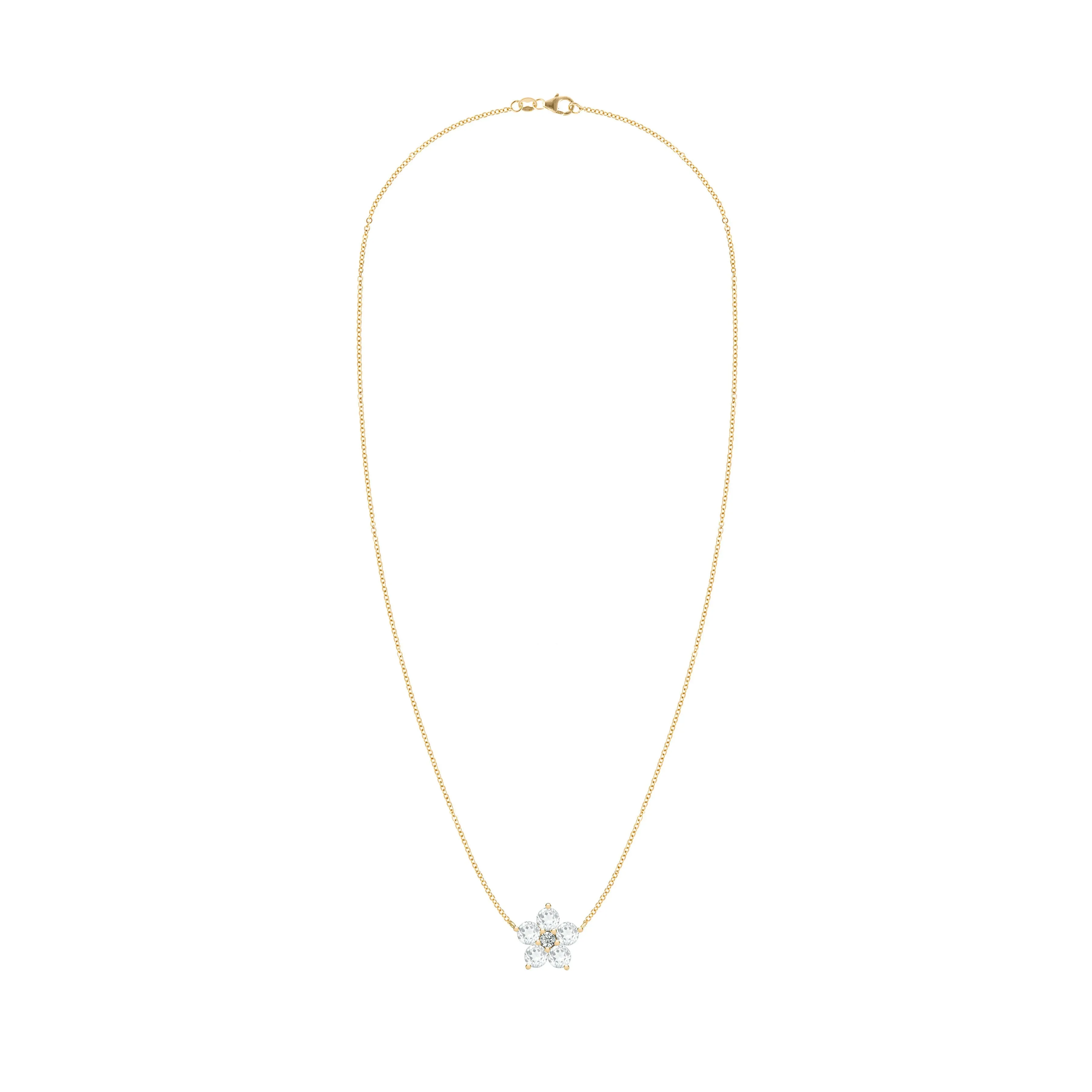 Personalized Greenwich Flower Birthstone & Diamond Necklace in 14k Gold sold by Haverhill product image thumbnail 4