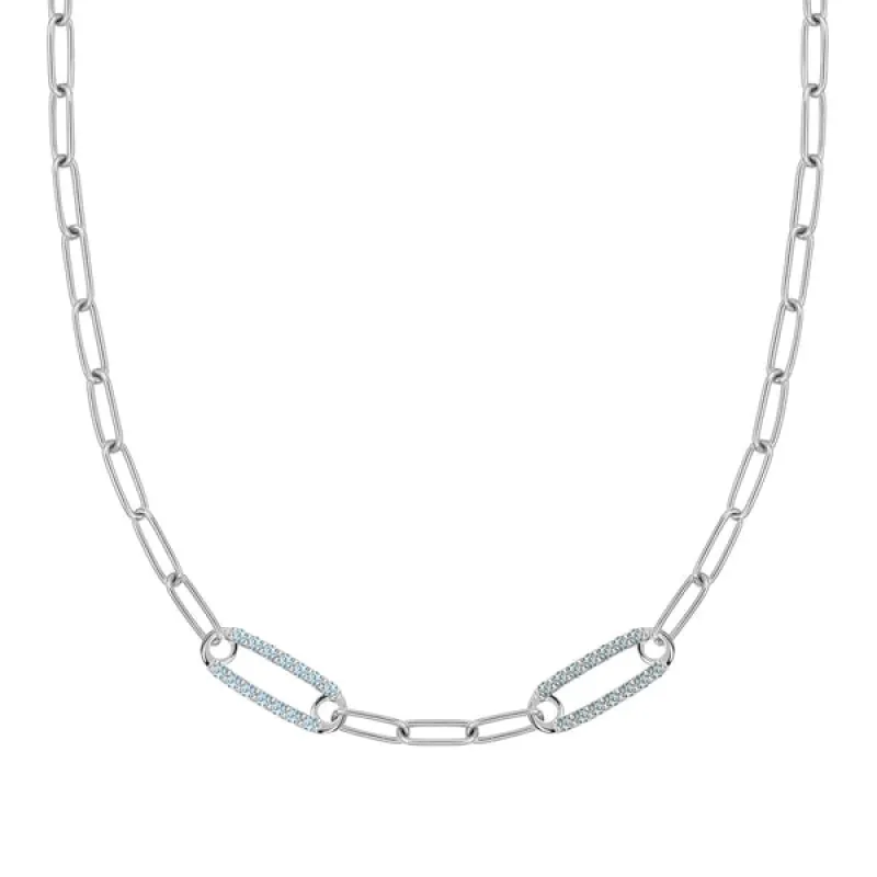 Personalized Adelaide 2 Pavé Birthstone Link Necklace in 14k Gold sold by Haverhill