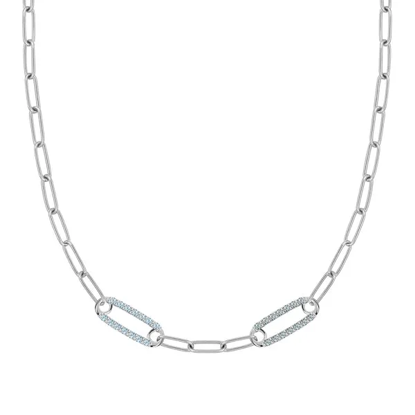 Personalized Adelaide 2 Pavé Birthstone Link Necklace in 14k Gold sold by Haverhill