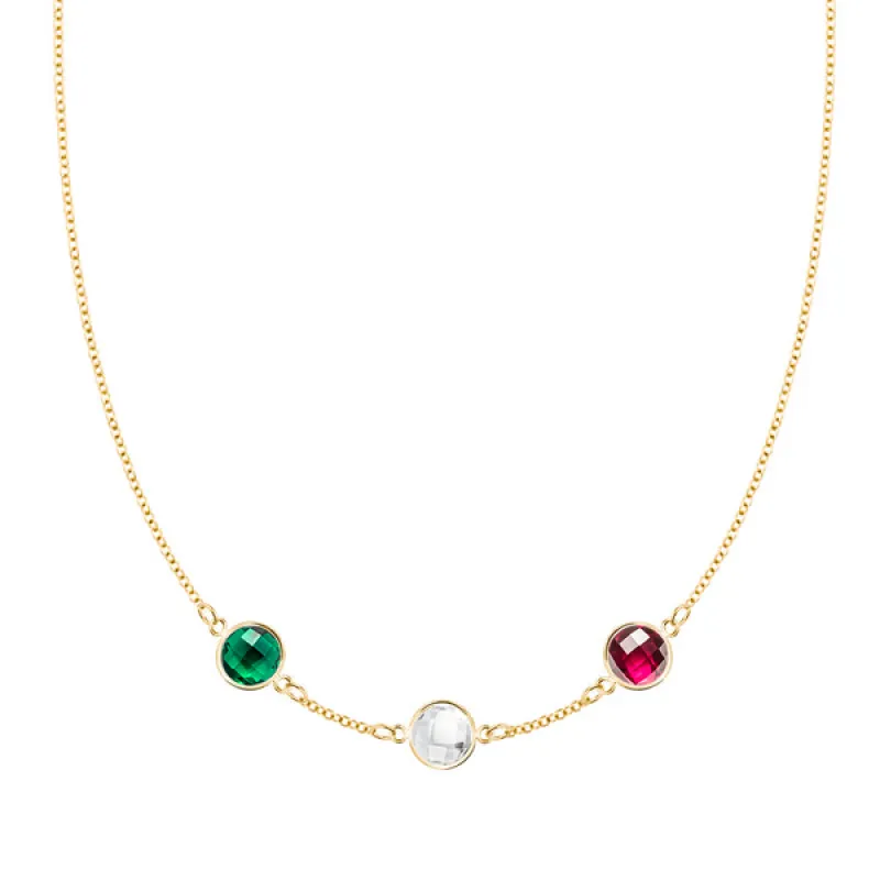 Personalized Grand 3 Birthstone Necklace in 14k Gold sold by Haverhill