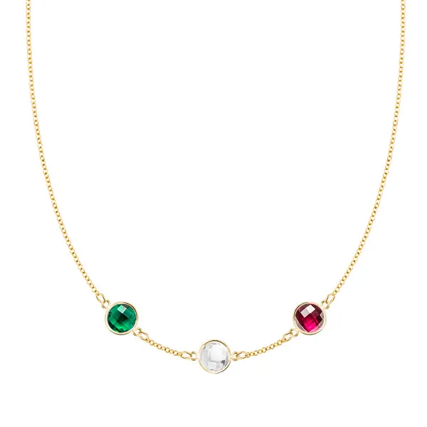 Personalized Grand 3 Birthstone Necklace in 14k Gold sold by Haverhill