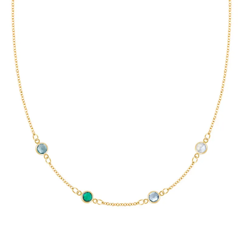 Personalized Classic 4 Birthstone Necklace in 14k Gold sold by Haverhill