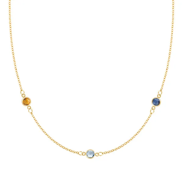 Personalized Classic 3 Birthstone Necklace in 14k Gold sold by Haverhill