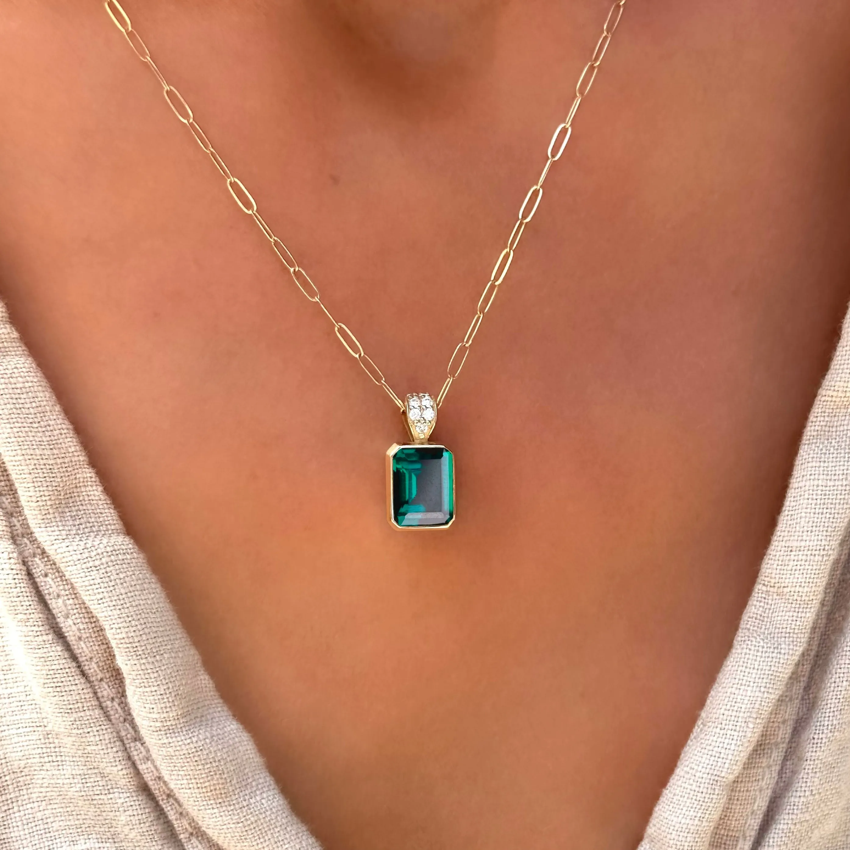 Warren Emerald Pendant with Diamond Bale in 14k Gold (May) sold by Haverhill product image thumbnail 3