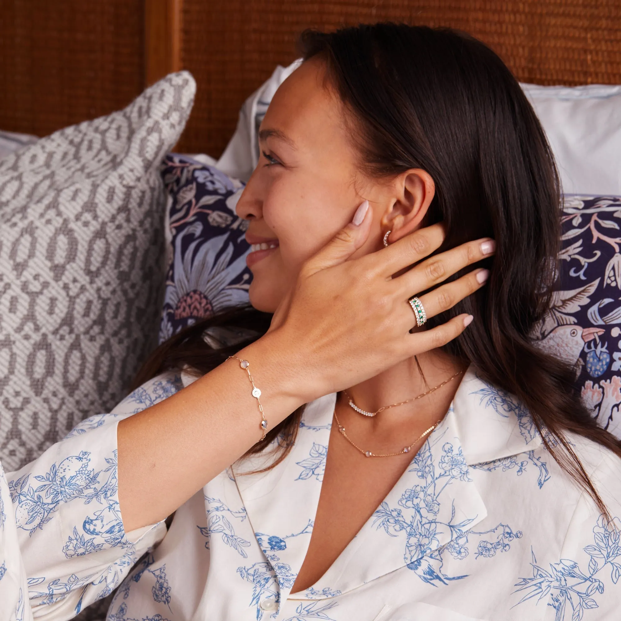 Personalized 2 Letter & 2 Grand Birthstone Adelaide Mini Bracelet in 14k Gold sold by Haverhill product image thumbnail 2