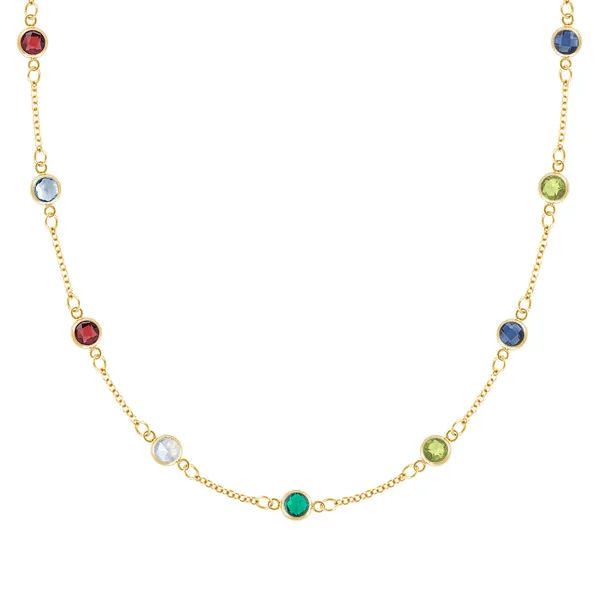 Personalized Classic 9 Birthstone Necklace in 14k Gold sold by Haverhill