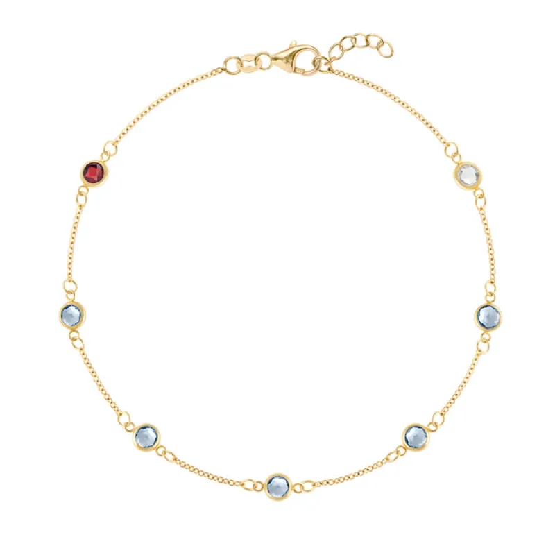 Personalized Classic 7 Birthstone Bracelet in 14k Gold sold by Haverhill