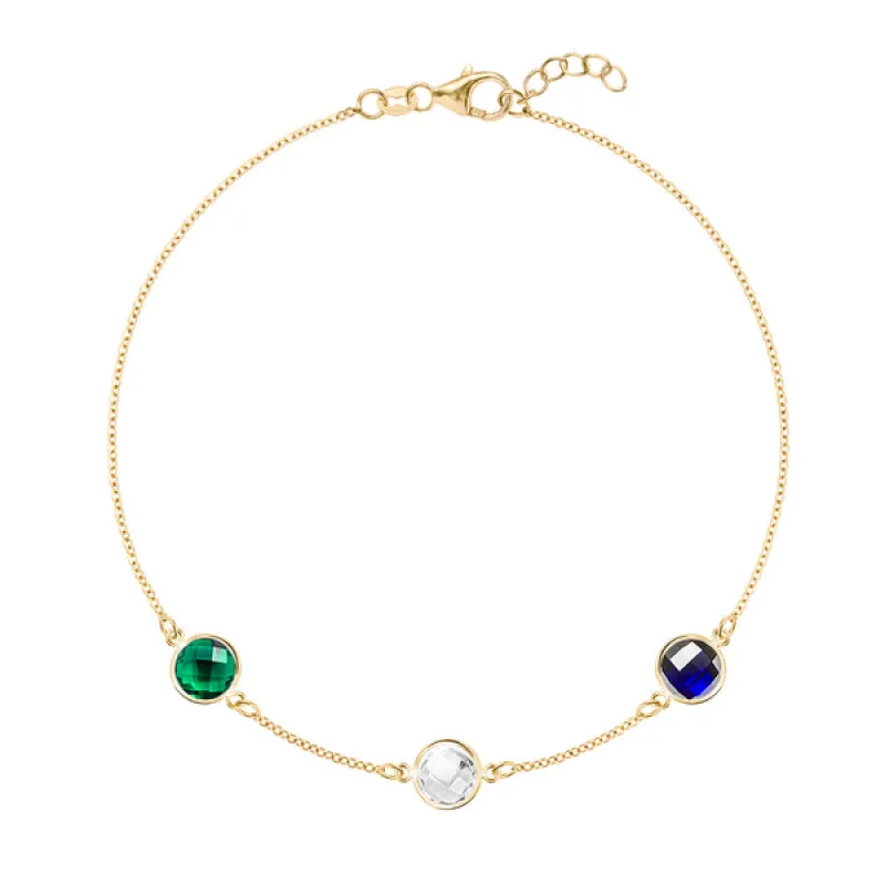 Personalized Grand 3 Birthstone Bracelet in 14k Gold sold by Haverhill