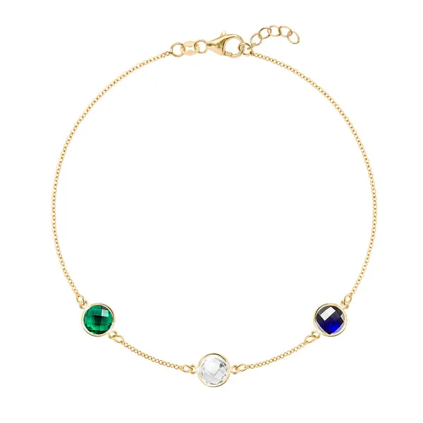 Personalized Grand 3 Birthstone Bracelet in 14k Gold sold by Haverhill