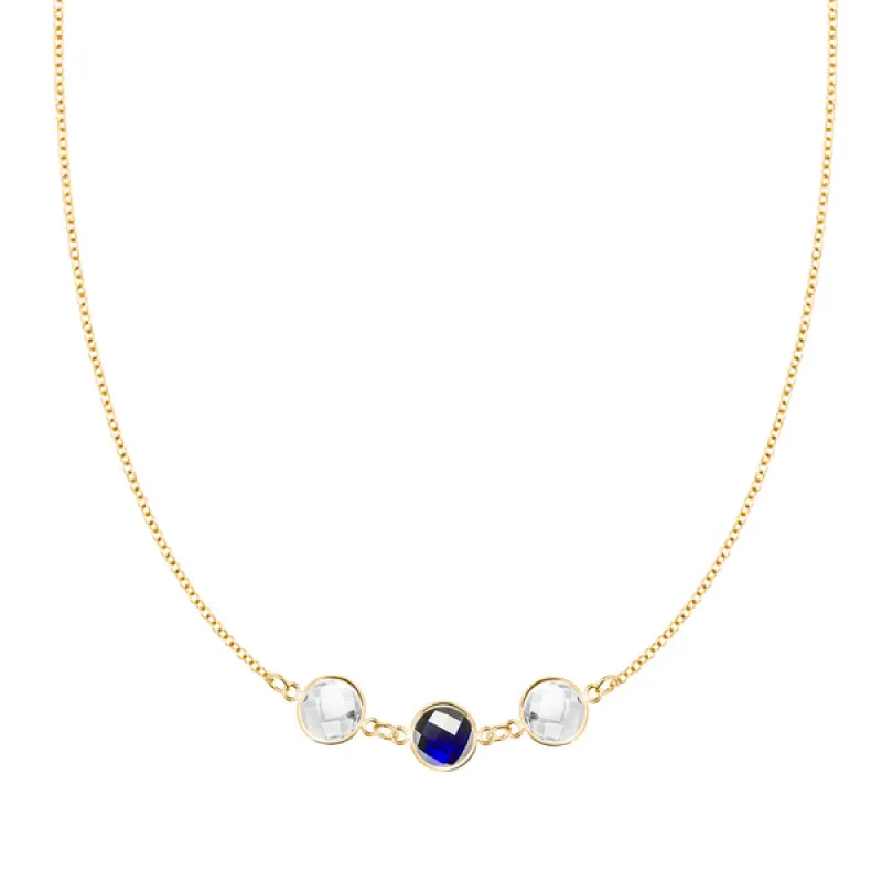 Personalized Grand 3 Connected Birthstone Necklace in 14k Gold sold by Haverhill