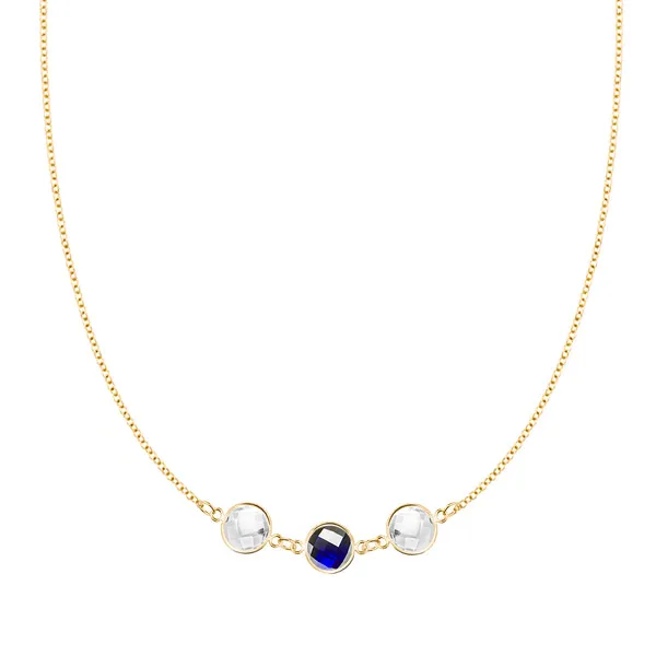 Personalized Grand 3 Connected Birthstone Necklace in 14k Gold sold by Haverhill
