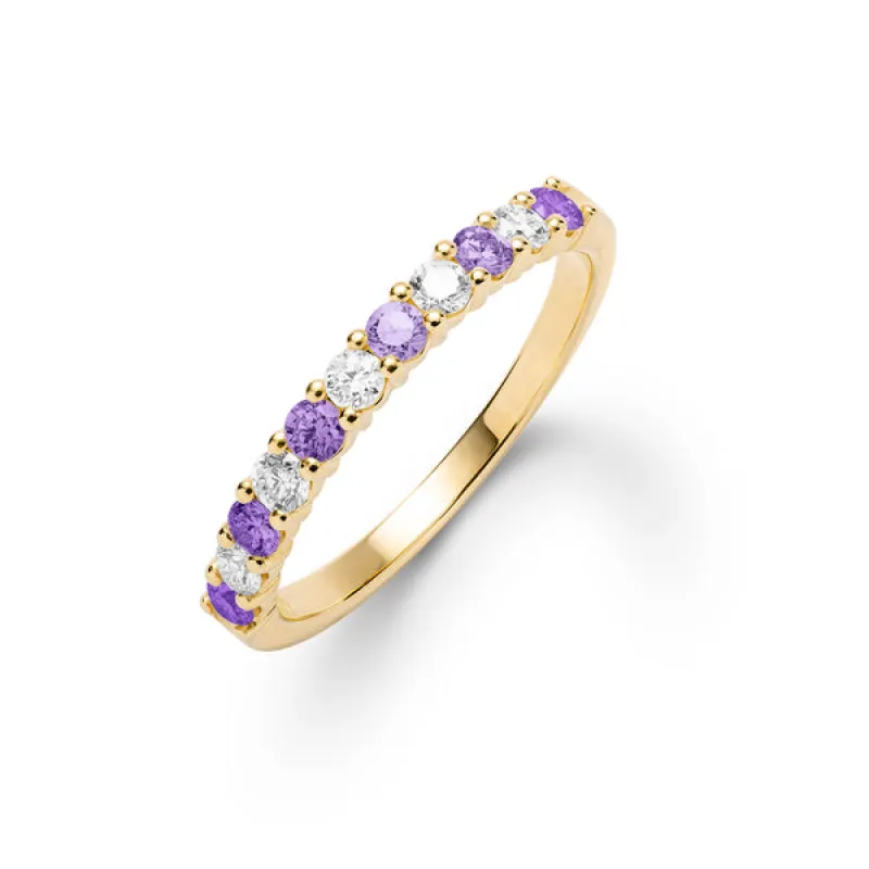 Personalized Rosecliff Birthstone Stackable Ring in 14k Gold sold by Haverhill