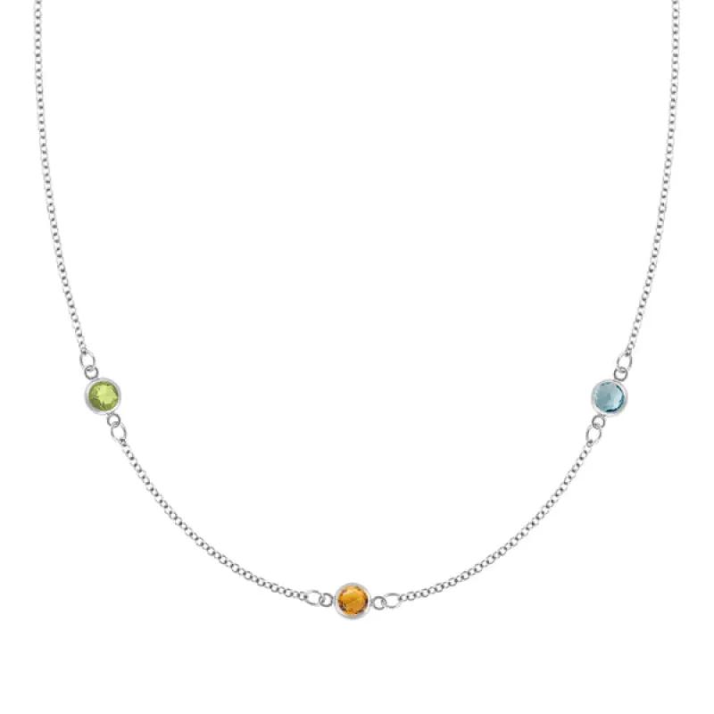 Personalized Classic 3 Birthstone Necklace in 14k Gold sold by Haverhill