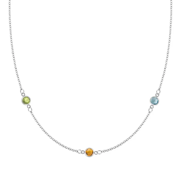 Personalized Classic 3 Birthstone Necklace in 14k Gold sold by Haverhill
