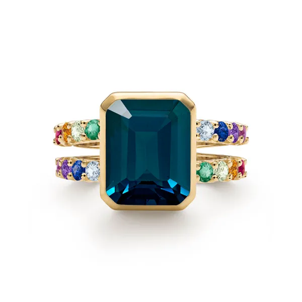 Personalized Rainbow Warren Vertical Ring in 14k Gold sold by Haverhill