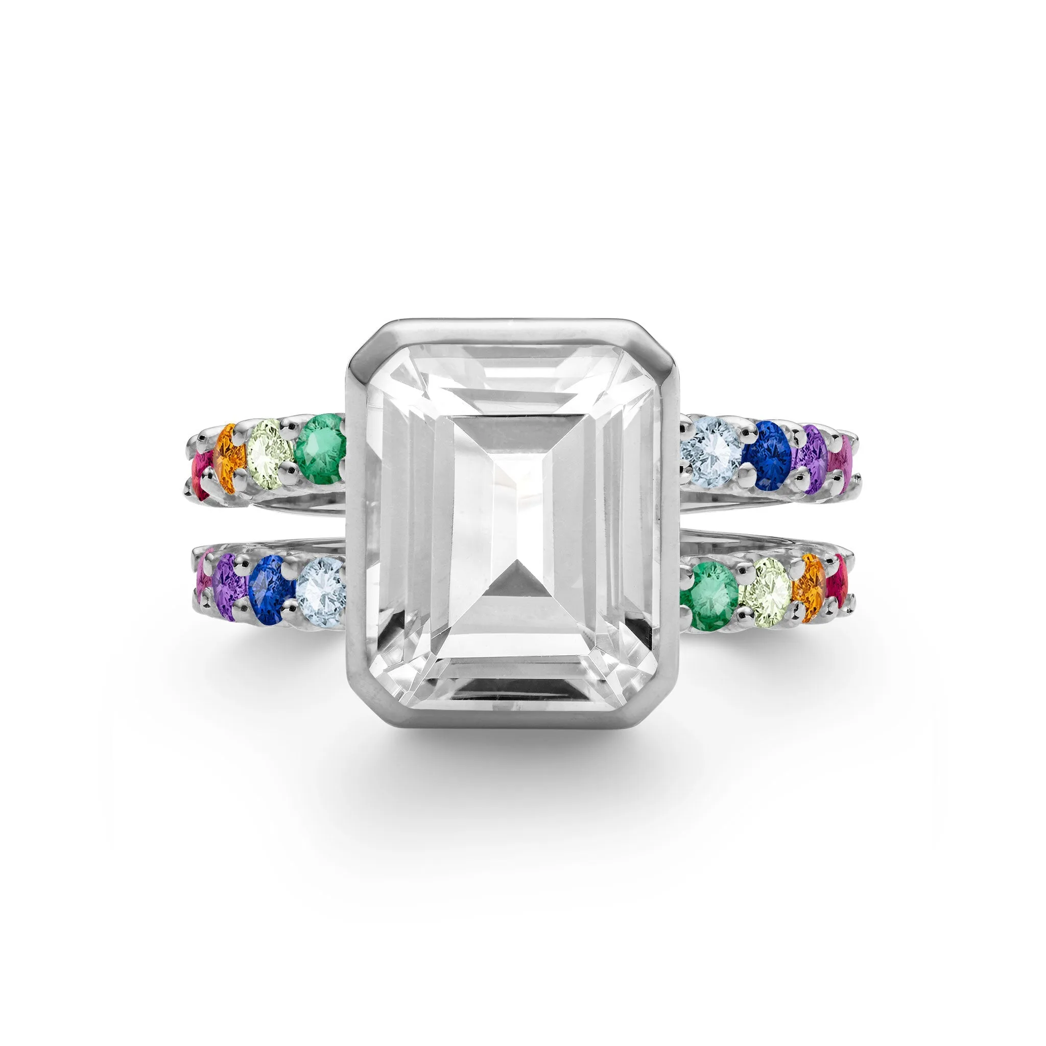 Personalized Rainbow Warren Vertical Ring in 14k Gold sold by Haverhill product image thumbnail 4