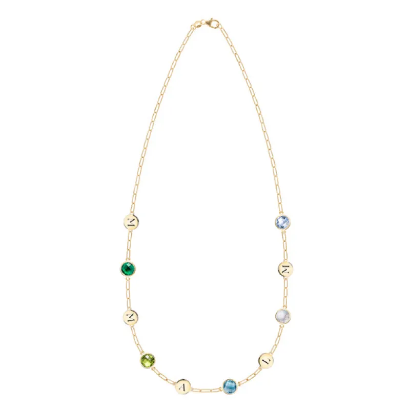 Personalized 5 Letter & 5 Grand Birthstone Adelaide Mini Necklace in 14k Gold sold by Haverhill