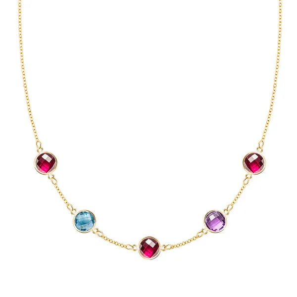Personalized Grand 5 Birthstone Necklace in 14k Gold sold by Haverhill