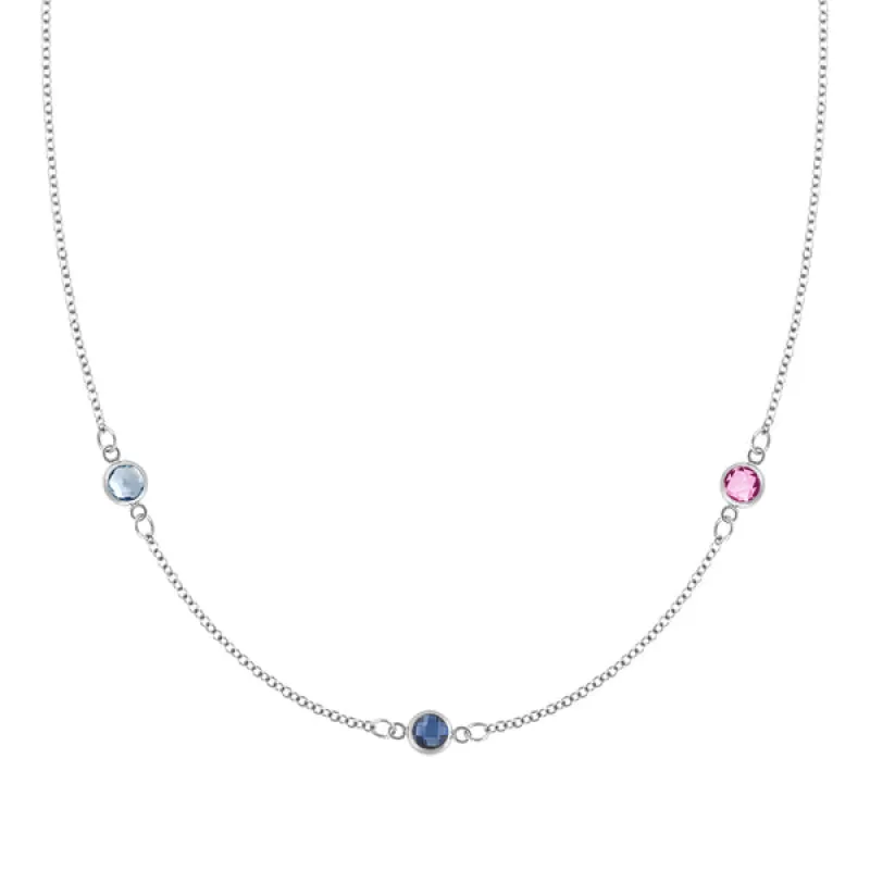 Personalized Classic 3 Birthstone Necklace in 14k Gold sold by Haverhill