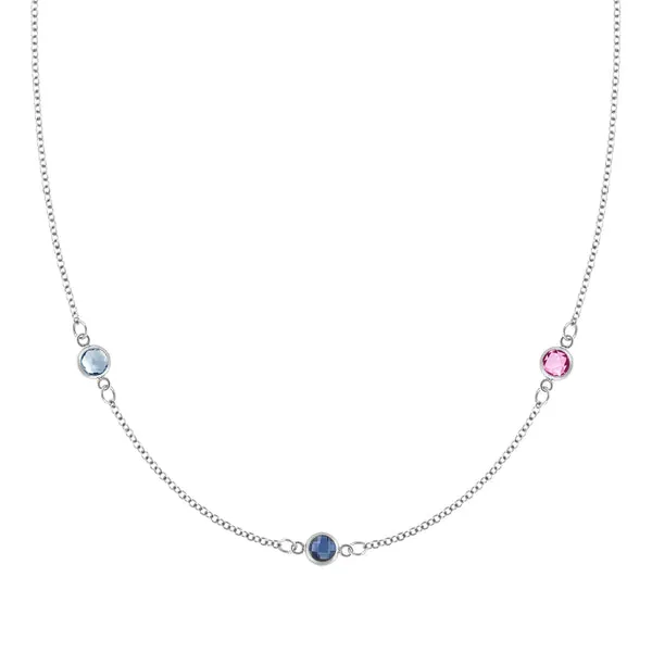 Personalized Classic 3 Birthstone Necklace in 14k Gold sold by Haverhill