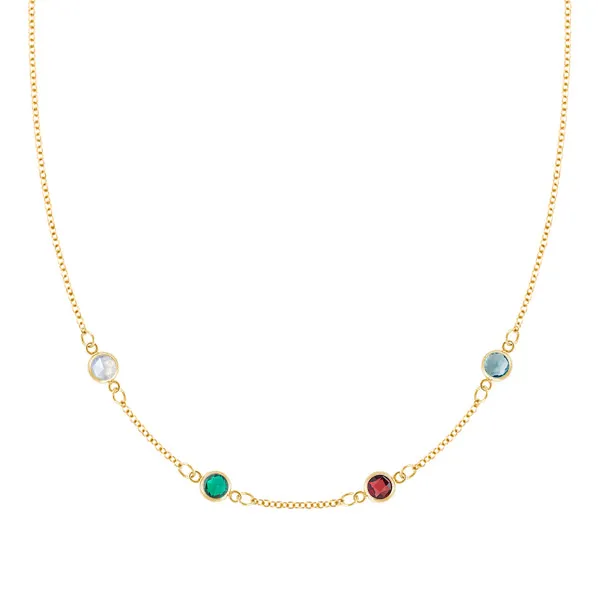 Personalized Classic 4 Birthstone Necklace in 14k Gold sold by Haverhill