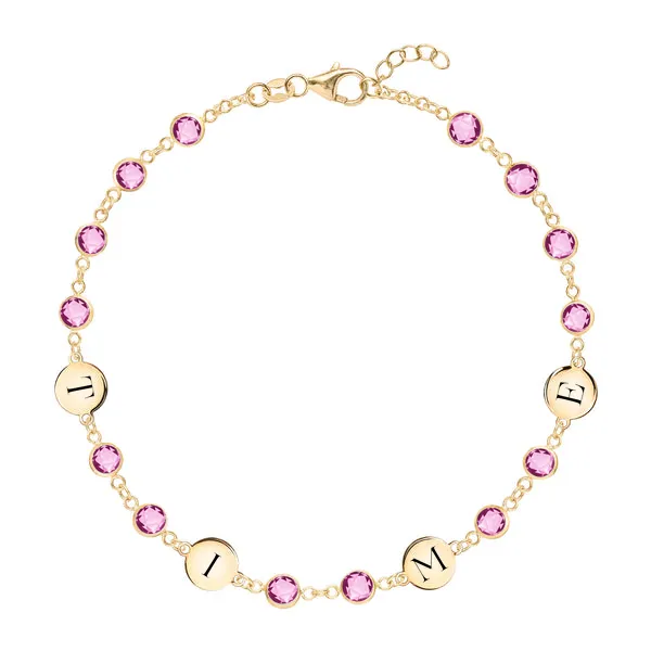 Personalized Newport 4 Letter Birthstone Bracelet in 14k Gold sold by Haverhill