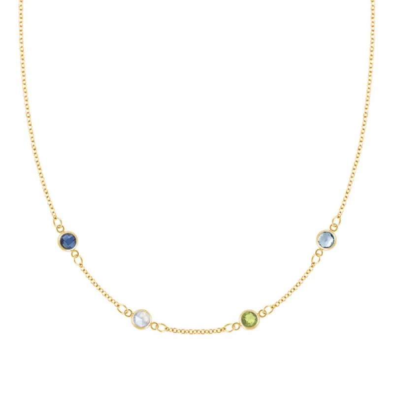 Personalized Classic 4 Birthstone Necklace in 14k Gold sold by Haverhill