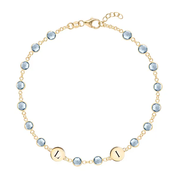 Personalized Newport 2 Letter Birthstone Bracelet in 14k Gold sold by Haverhill