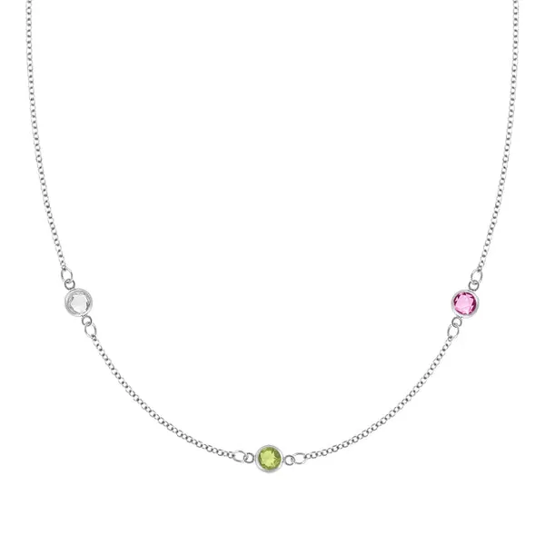 Personalized Classic 3 Birthstone Necklace in 14k Gold sold by Haverhill