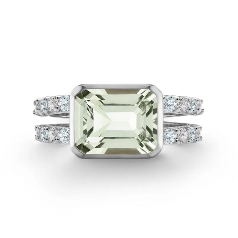 Personalized Warren Horizontal Birthstone Ring with Accent Stones in 14k Gold sold by Haverhill