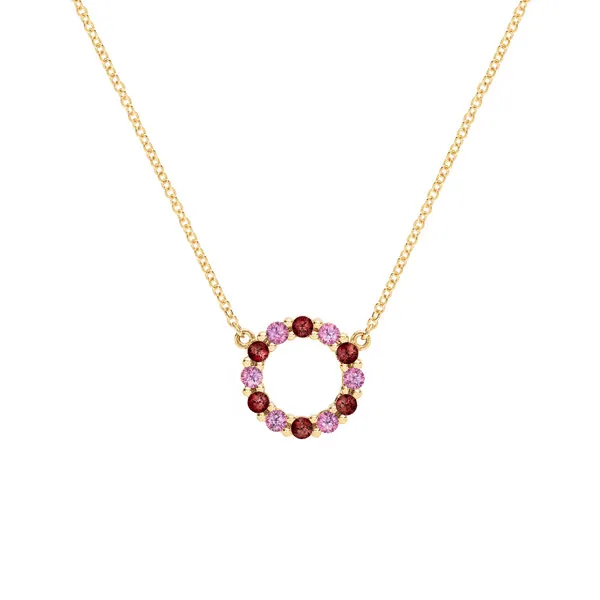Personalized Rosecliff Small Circle Birthstone Necklace in 14k Gold sold by Haverhill