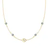 Personalized Classic 1 Letter & 4 Birthstone Necklace in 14k Gold (Double Spacing) sold by Haverhill