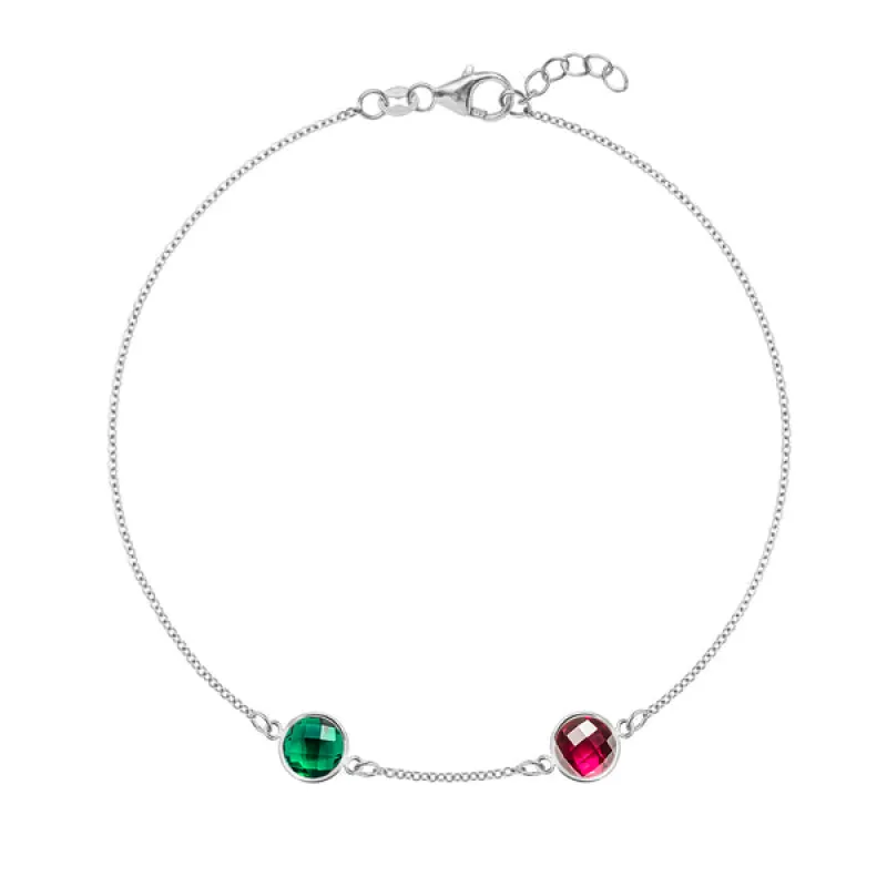 Personalized Grand 2 Birthstone Bracelet in 14k Gold sold by Haverhill