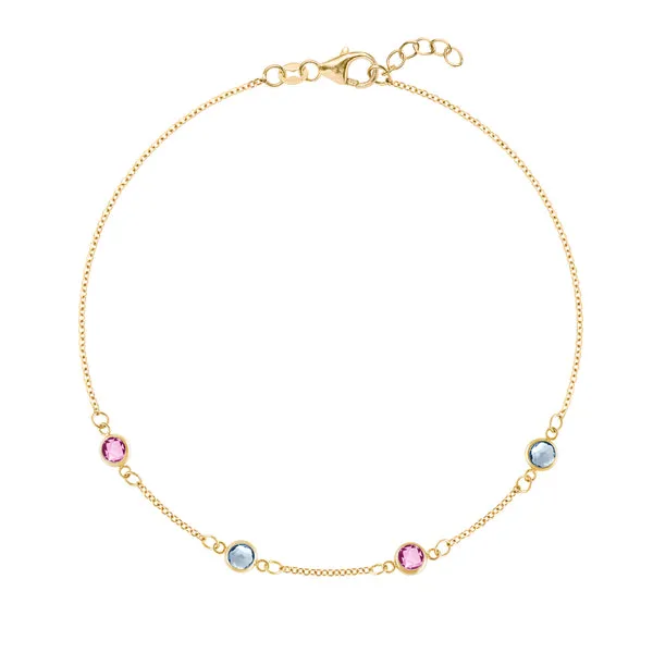 Personalized Classic 4 Birthstone Bracelet in 14k Gold sold by Haverhill