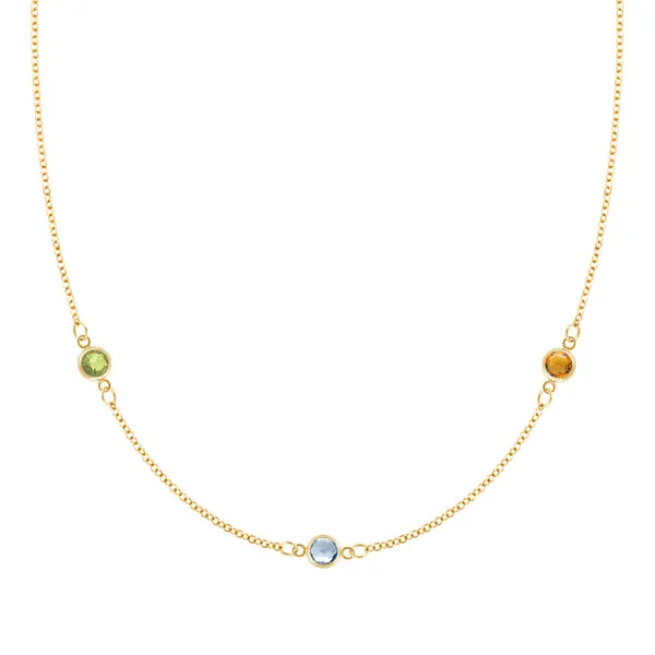 Personalized Classic 3 Birthstone Necklace in 14k Gold sold by Haverhill