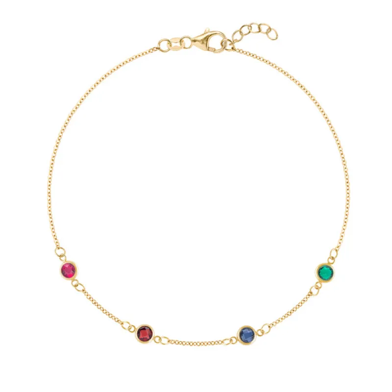 Personalized Classic 4 Birthstone Bracelet in 14k Gold sold by Haverhill