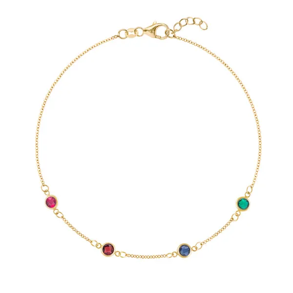 Personalized Classic 4 Birthstone Bracelet in 14k Gold sold by Haverhill