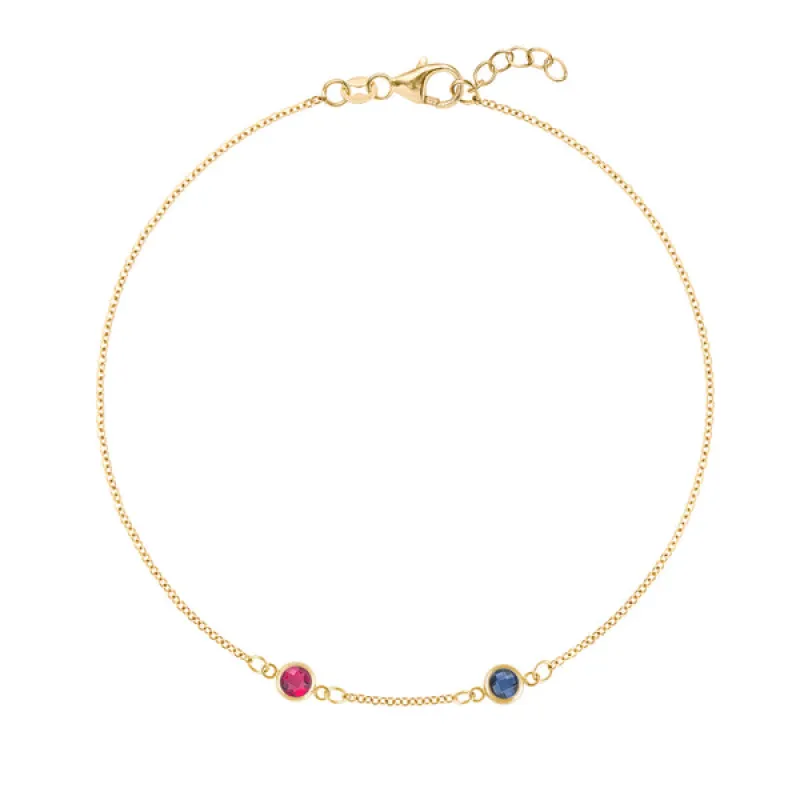 Personalized Classic 2 Birthstone Bracelet in 14k Gold sold by Haverhill