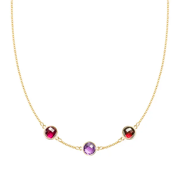 Personalized Grand 3 Birthstone Necklace in 14k Gold sold by Haverhill