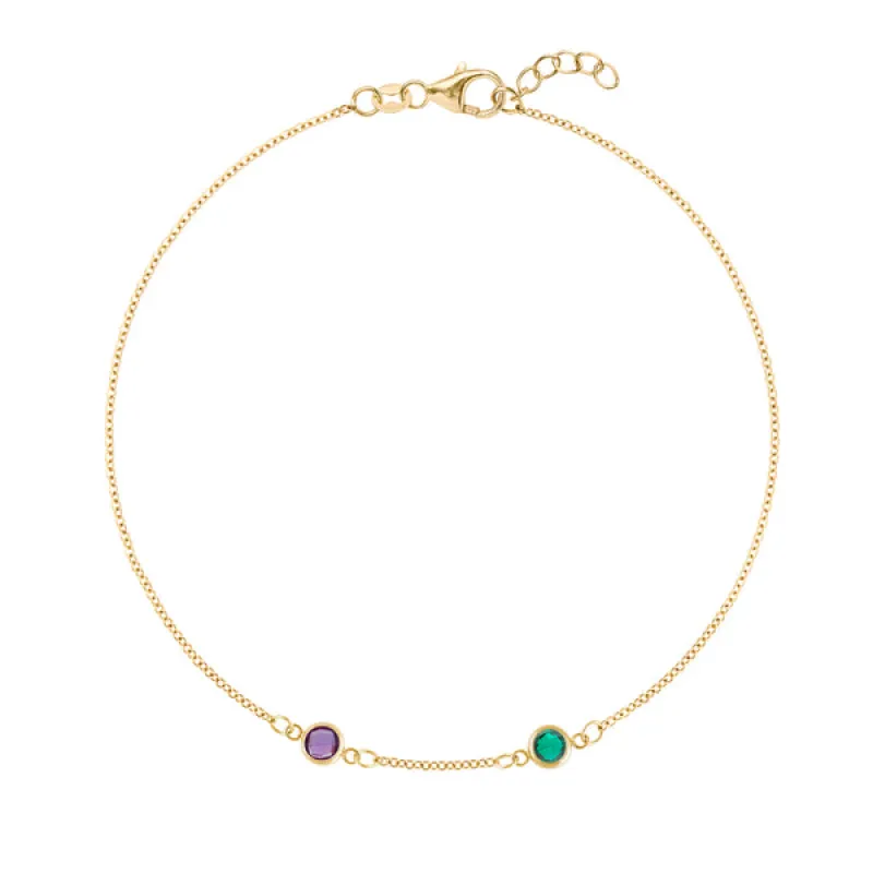 Personalized Classic 2 Birthstone Bracelet in 14k Gold sold by Haverhill