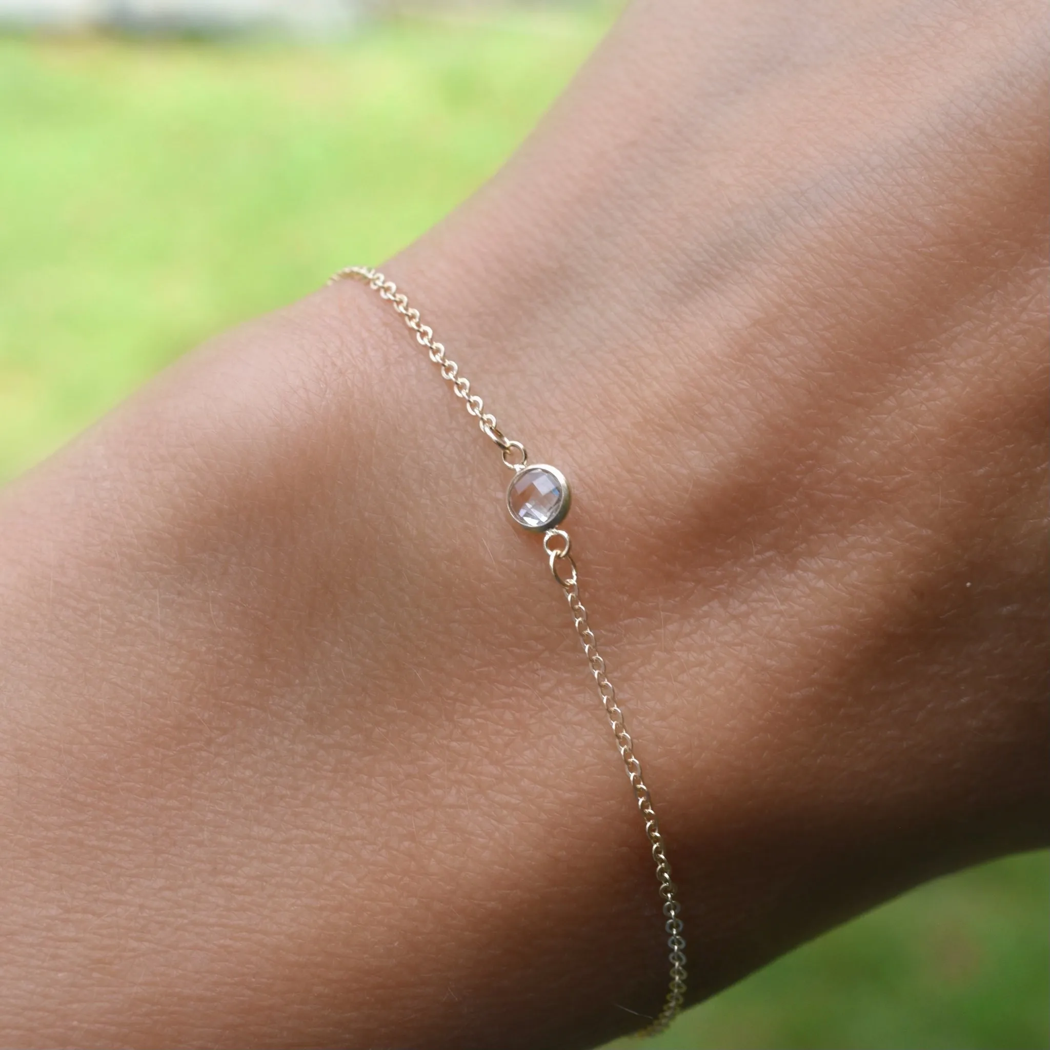 Personalized Classic 1 Birthstone Bracelet in 14k Gold sold by Haverhill product image thumbnail 3