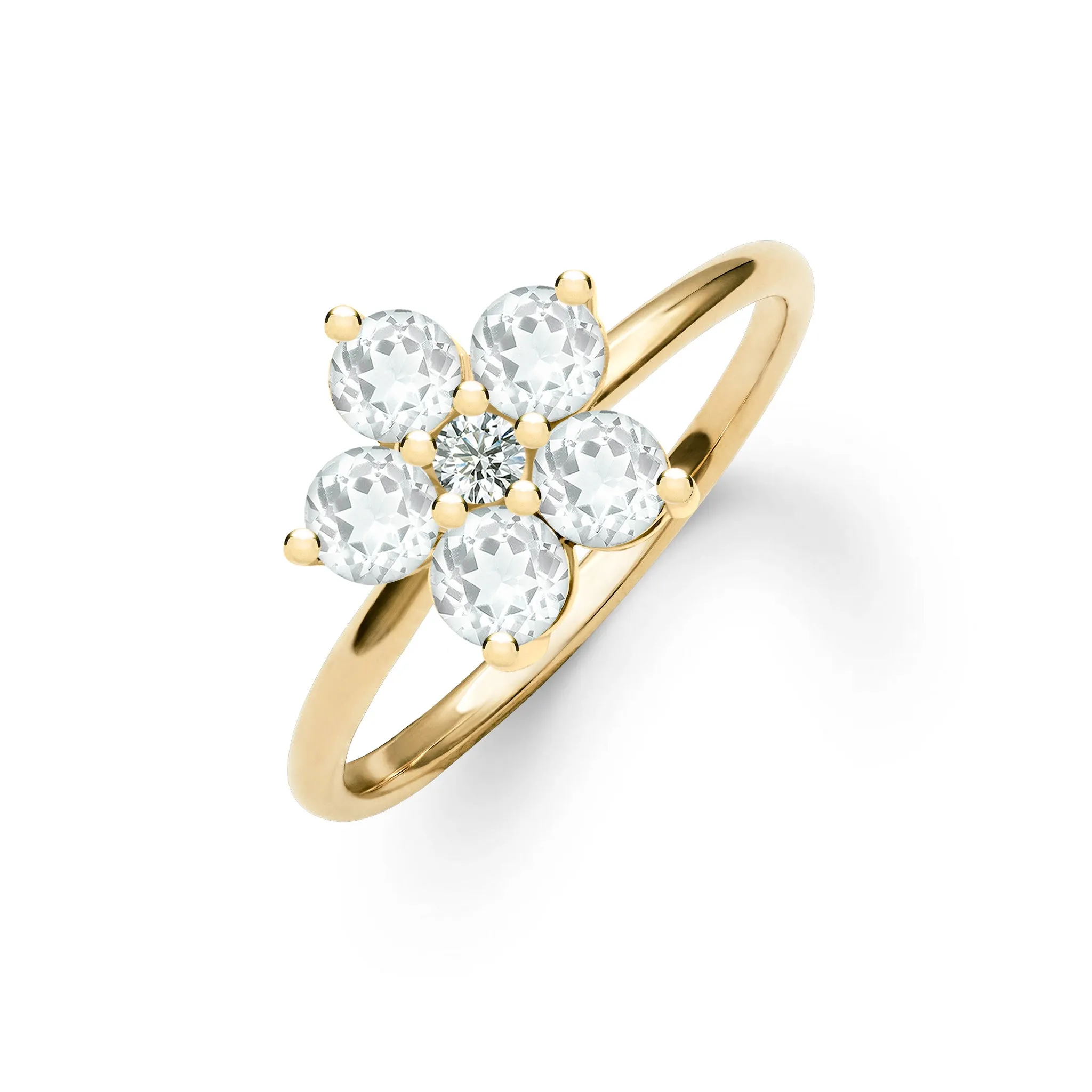 Personalized Greenwich Flower Birthstone & Diamond Ring in 14k Gold sold by Haverhill product image thumbnail 4