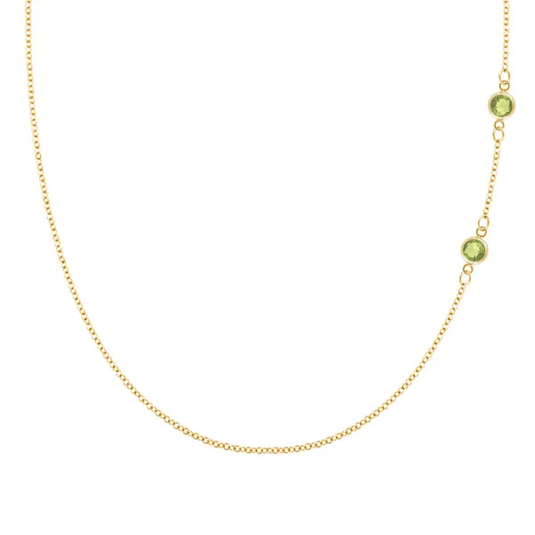Personalized Classic 2 Birthstone Necklace in 14k Gold sold by Haverhill