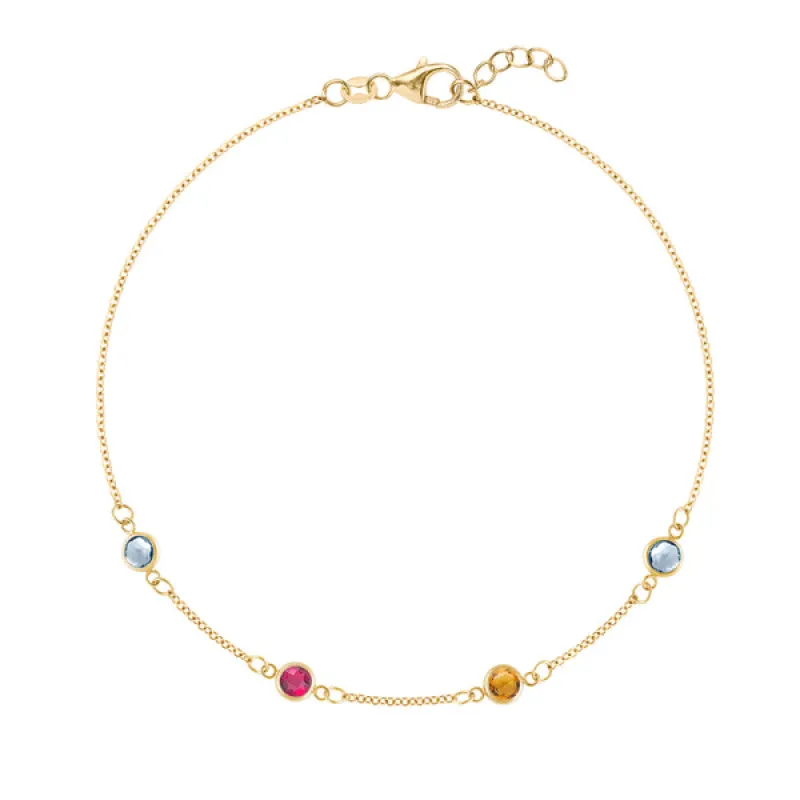 Personalized Classic 4 Birthstone Bracelet in 14k Gold sold by Haverhill