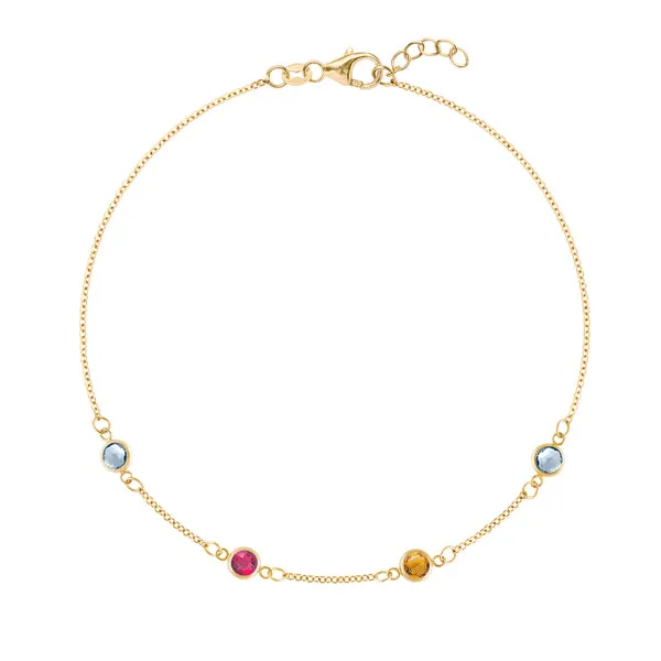 Personalized Classic 4 Birthstone Bracelet in 14k Gold sold by Haverhill